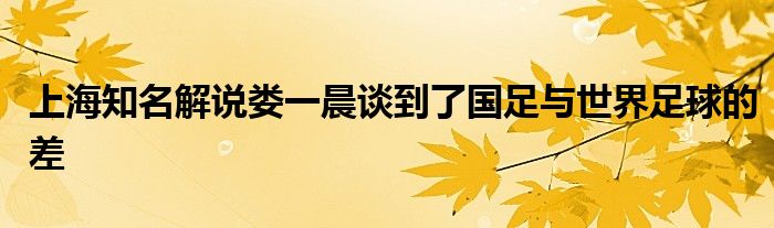 上海知名解說(shuō)婁一晨談到了國(guó)足與世界足球的差