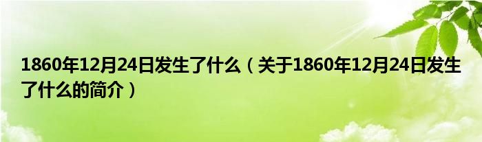 1860年12月24日發(fā)生了什么（關(guān)于1860年12月24日發(fā)生了什么的簡(jiǎn)介）