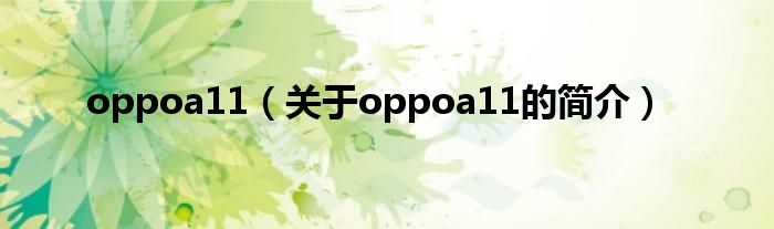 oppoa11（關(guān)于oppoa11的簡介）