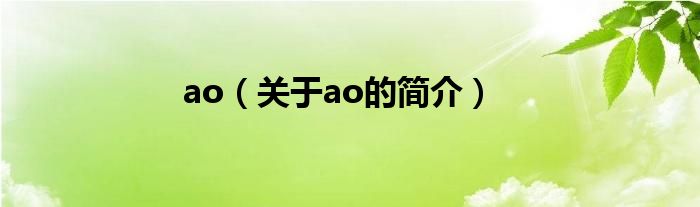 ao（關(guān)于ao的簡介）