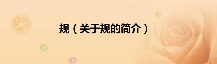 規(guī)（關(guān)于規(guī)的簡(jiǎn)介）