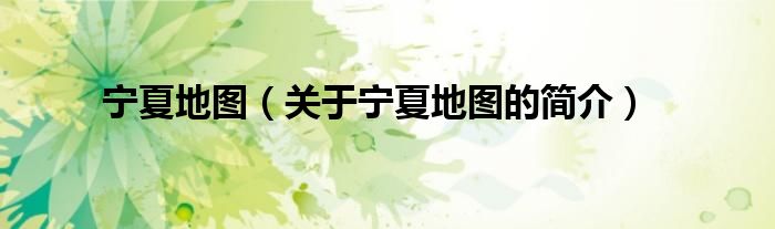 寧夏地圖（關(guān)于寧夏地圖的簡(jiǎn)介）