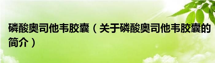 磷酸奧司他韋膠囊（關(guān)于磷酸奧司他韋膠囊的簡介）