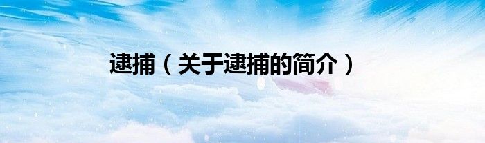 逮捕（關(guān)于逮捕的簡介）