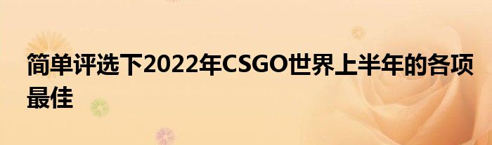 簡(jiǎn)單評(píng)選下2022年CSGO世界上半年的各項(xiàng)最佳