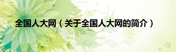 全國人大網(wǎng)（關(guān)于全國人大網(wǎng)的簡介）