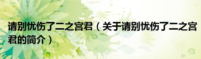 請(qǐng)別憂傷了二之宮君（關(guān)于請(qǐng)別憂傷了二之宮君的簡(jiǎn)介）