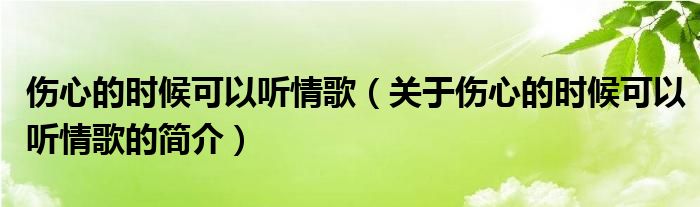 傷心的時(shí)候可以聽(tīng)情歌（關(guān)于傷心的時(shí)候可以聽(tīng)情歌的簡(jiǎn)介）