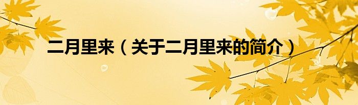 二月里來（關(guān)于二月里來的簡介）