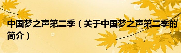 中國(guó)夢(mèng)之聲第二季（關(guān)于中國(guó)夢(mèng)之聲第二季的簡(jiǎn)介）