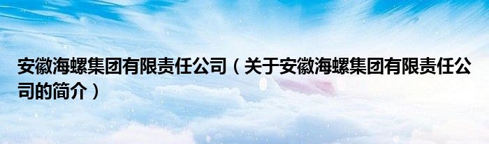 安徽海螺集團有限責任公司（關于安徽海螺集團有限責任公司的簡介）