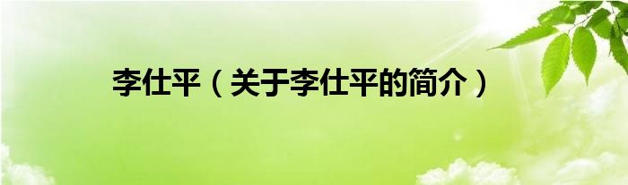 李仕平（關(guān)于李仕平的簡(jiǎn)介）