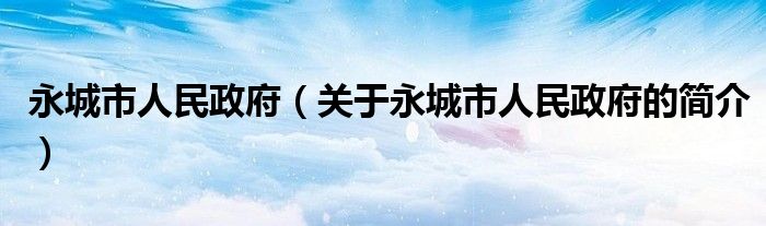 永城市人民政府（關于永城市人民政府的簡介）