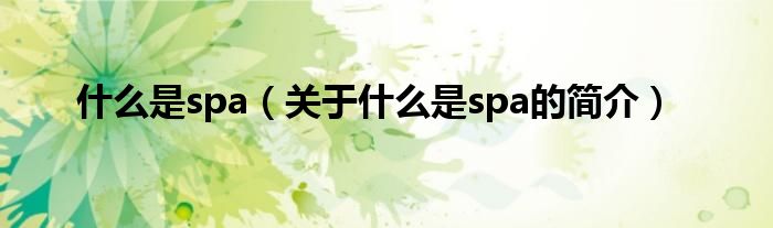 什么是spa（關于什么是spa的簡介）