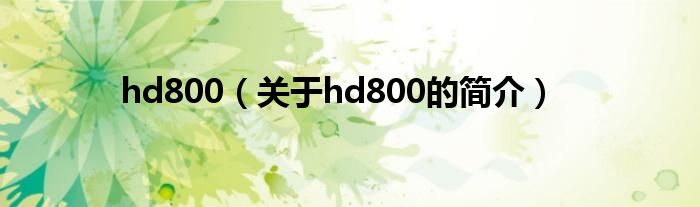 hd800（關(guān)于hd800的簡介）