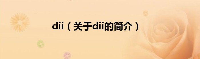 dii（關(guān)于dii的簡(jiǎn)介）