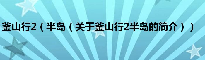 釜山行2（半島（關(guān)于釜山行2半島的簡介））