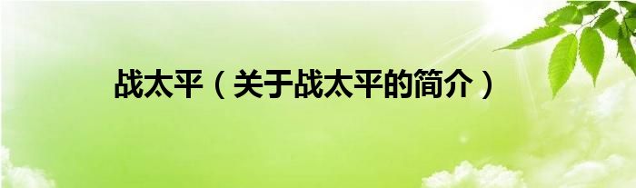 戰(zhàn)太平（關(guān)于戰(zhàn)太平的簡介）