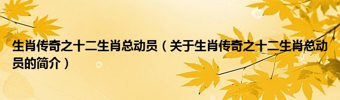 生肖傳奇之十二生肖總動員（關(guān)于生肖傳奇之十二生肖總動員的簡介）