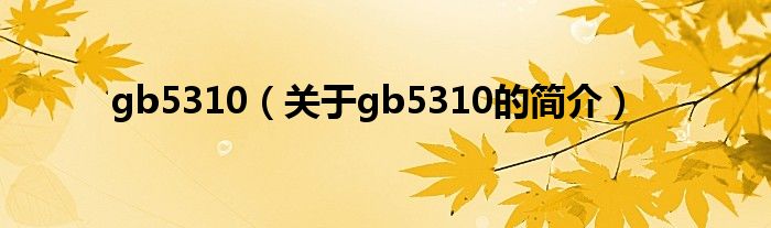 gb5310（關(guān)于gb5310的簡(jiǎn)介）