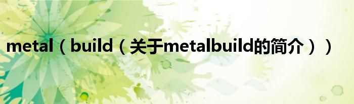 metal（build（關(guān)于metalbuild的簡介））