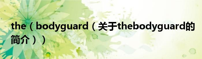 the（bodyguard（關(guān)于thebodyguard的簡介））