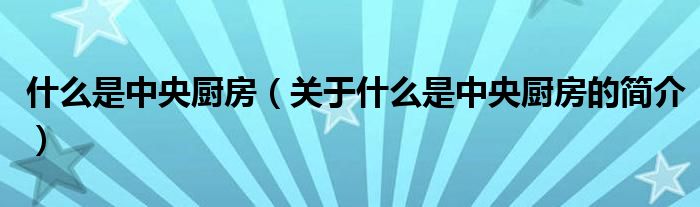 什么是中央廚房（關(guān)于什么是中央廚房的簡(jiǎn)介）