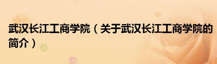 武漢長江工商學院（關于武漢長江工商學院的簡介）