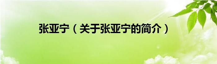 張亞寧（關(guān)于張亞寧的簡介）