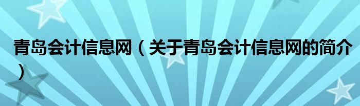 青島會(huì)計(jì)信息網(wǎng)（關(guān)于青島會(huì)計(jì)信息網(wǎng)的簡(jiǎn)介）