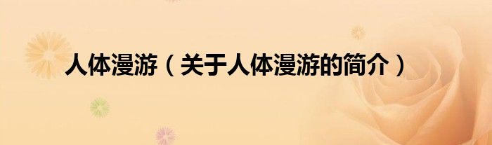 人體漫游（關(guān)于人體漫游的簡(jiǎn)介）