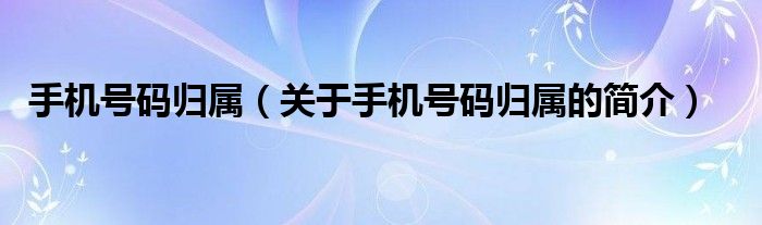 手機(jī)號(hào)碼歸屬（關(guān)于手機(jī)號(hào)碼歸屬的簡(jiǎn)介）