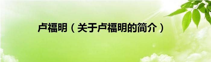 盧福明（關(guān)于盧福明的簡(jiǎn)介）