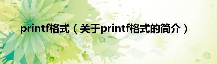 printf格式（關于printf格式的簡介）