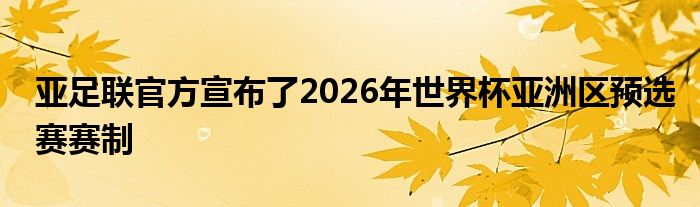 亞足聯(lián)官方宣布了2026年世界杯亞洲區(qū)預(yù)選賽賽制