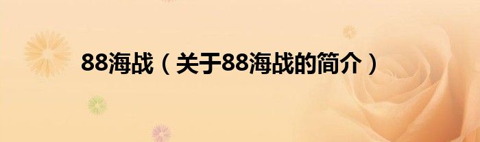 88海戰(zhàn)（關(guān)于88海戰(zhàn)的簡介）