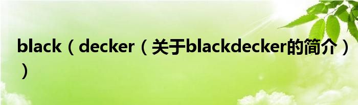 black（decker（關(guān)于blackdecker的簡(jiǎn)介））