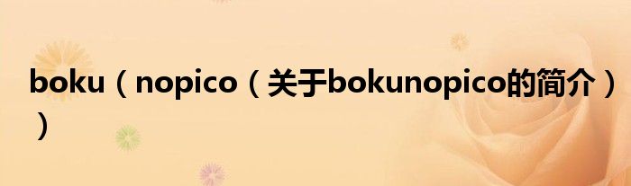 boku（nopico（關(guān)于bokunopico的簡介））