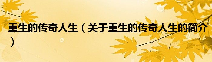 重生的傳奇人生（關(guān)于重生的傳奇人生的簡(jiǎn)介）