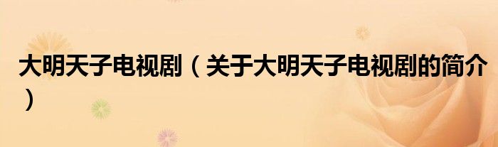 大明天子電視劇（關(guān)于大明天子電視劇的簡(jiǎn)介）