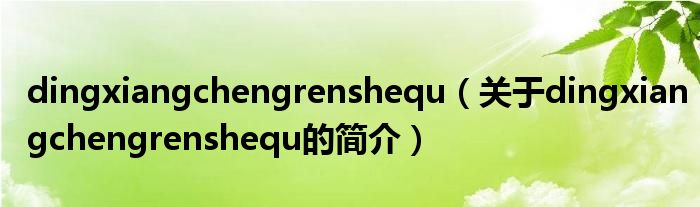 dingxiangchengrenshequ（關(guān)于dingxiangchengrenshequ的簡(jiǎn)介）