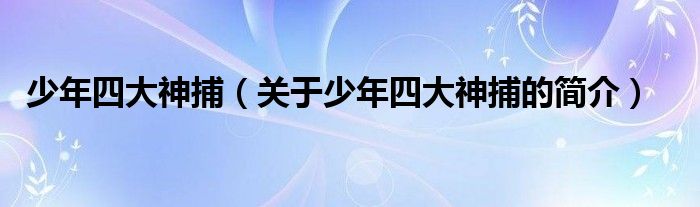 少年四大神捕（關(guān)于少年四大神捕的簡(jiǎn)介）