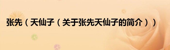 張先（天仙子（關(guān)于張先天仙子的簡(jiǎn)介））