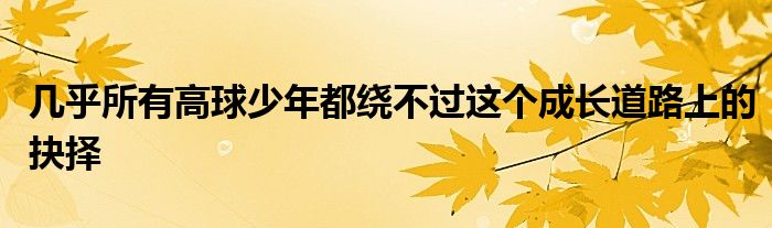 幾乎所有高球少年都繞不過這個(gè)成長道路上的抉擇