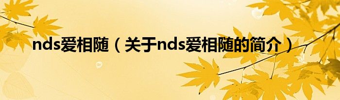 nds愛相隨（關于nds愛相隨的簡介）