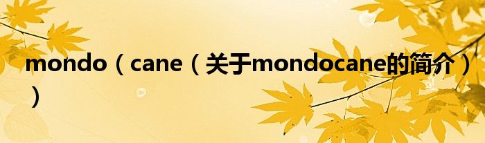 mondo（cane（關(guān)于mondocane的簡(jiǎn)介））