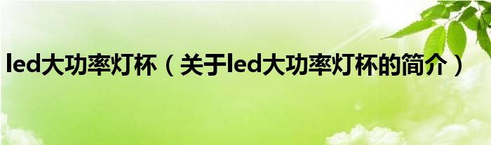 led大功率燈杯（關(guān)于led大功率燈杯的簡(jiǎn)介）