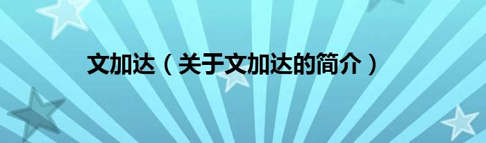 文加達(dá)（關(guān)于文加達(dá)的簡(jiǎn)介）