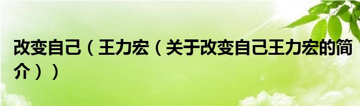 改變自己（王力宏（關于改變自己王力宏的簡介））