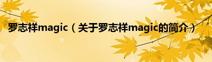 羅志祥magic（關(guān)于羅志祥magic的簡(jiǎn)介）